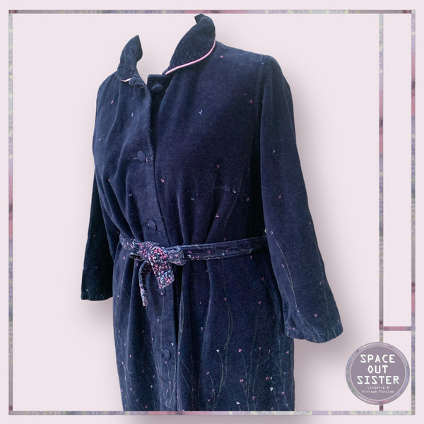 Vintage Micro Floral Navy Robe
