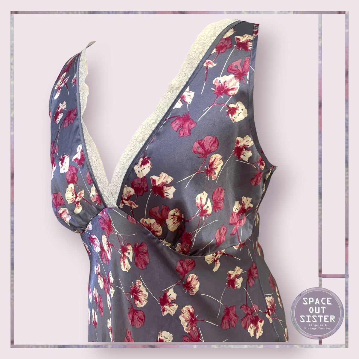 Pre-Loved Burgundy Floral Slip Dress