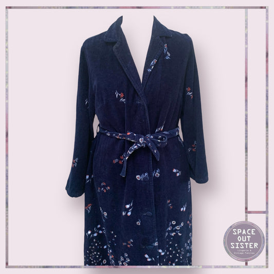 Vintage Navy Powder Blue Floral Robe
