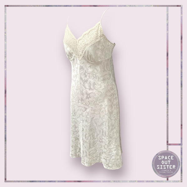 Vintage Embossed Satin Slip Dress