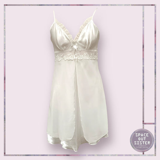 Vintage White Satin Petal Nightdress