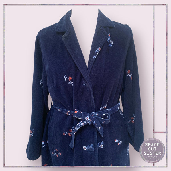 Vintage Navy Powder Blue Floral Robe