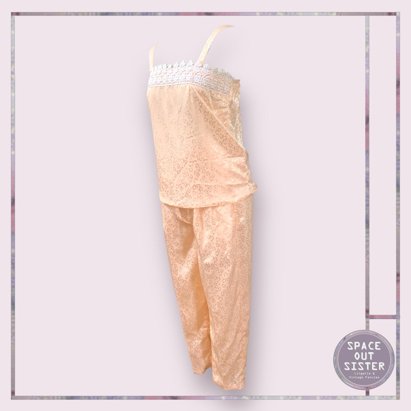 Rare Vintage Peach Satin PJs
