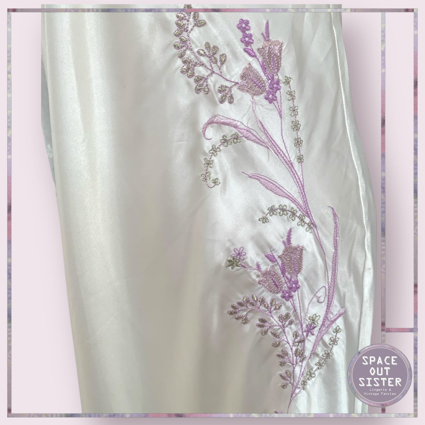 Vintage Ivory & Lilac Slip Dress