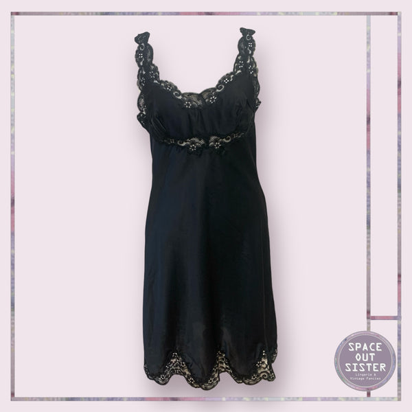 Vintage Black Lace Strap Slip