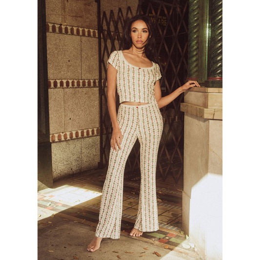 New Heirloom Rose Cami & Flare Pant In Modal Rib by Kilo Brava