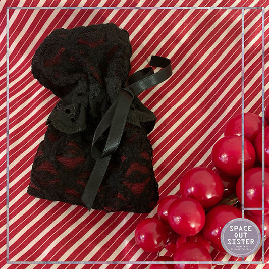 Handmade Lavender Pocket Black Lace