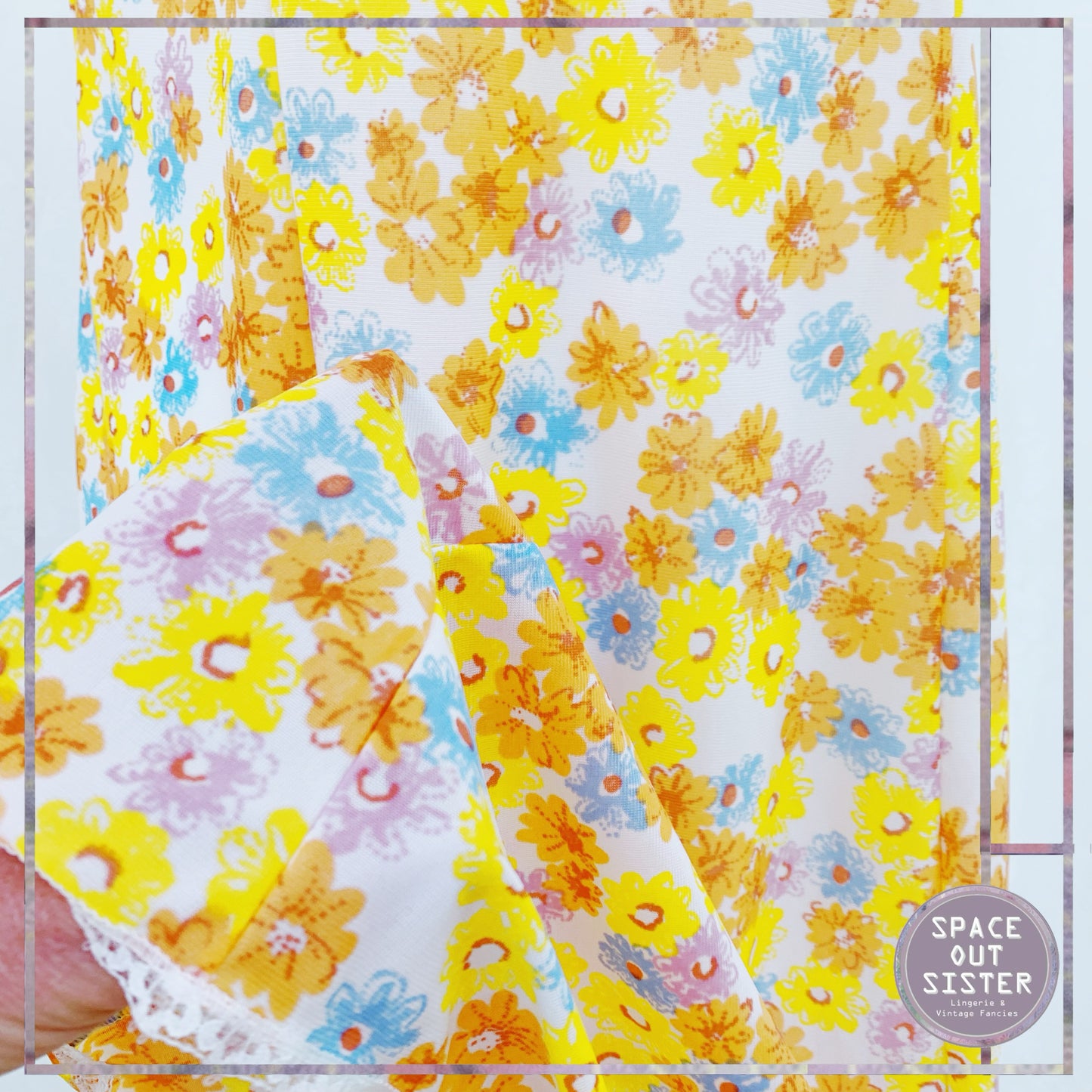 Circa 1970s Tangerine Floral Slip