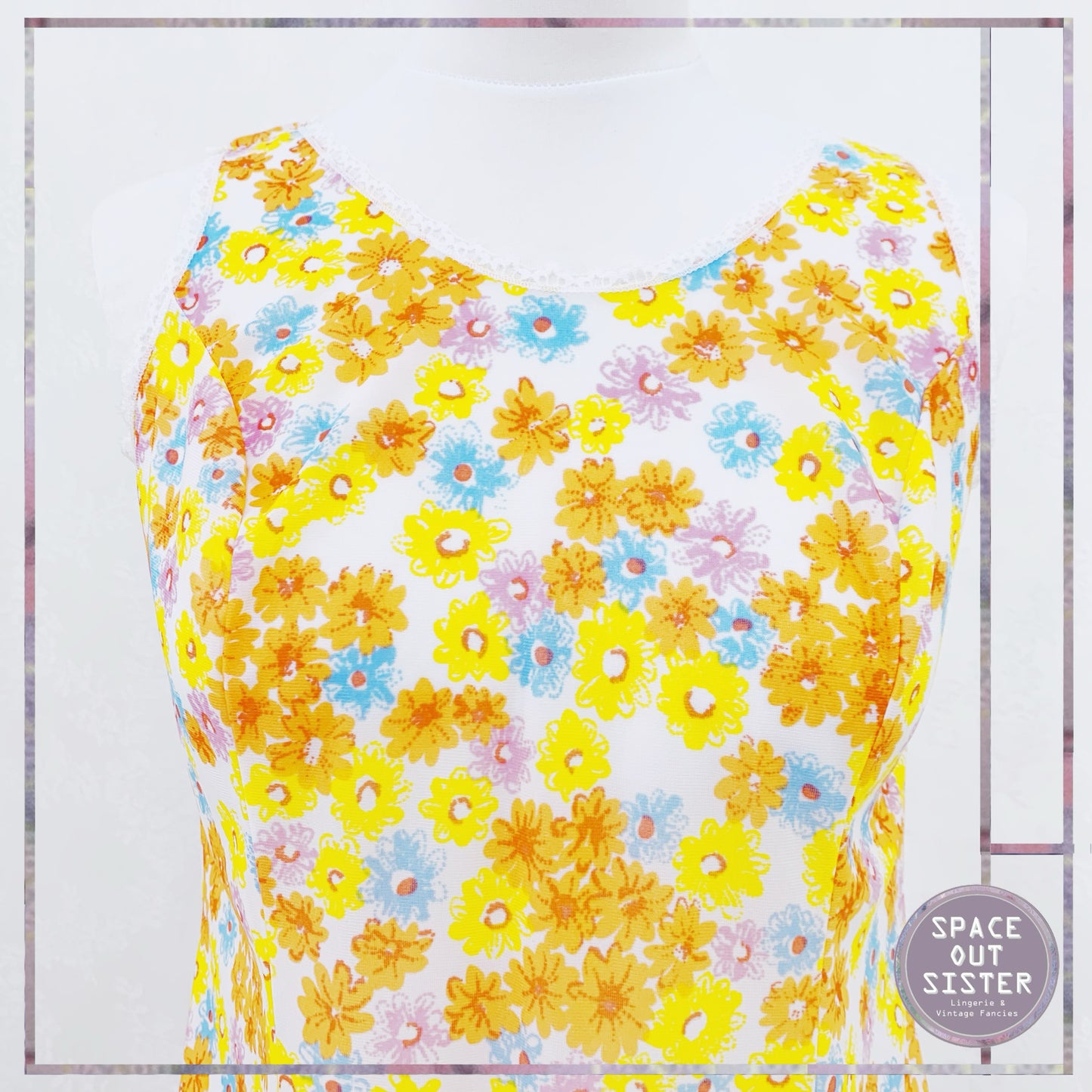 Circa 1970s Tangerine Floral Slip