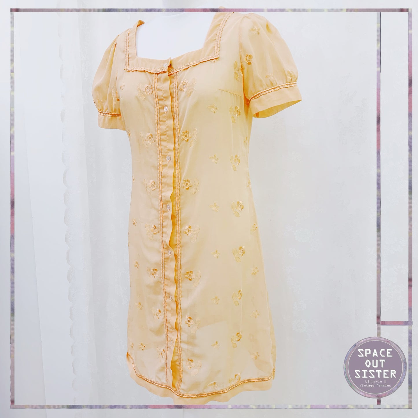 Vintage Orange Embroidered Nightdress